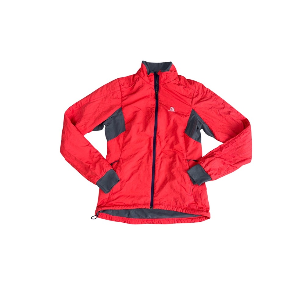 Salomon ClimaWind Jacket Women Red Grey Excellent Windbreaker Softshell‎ Running